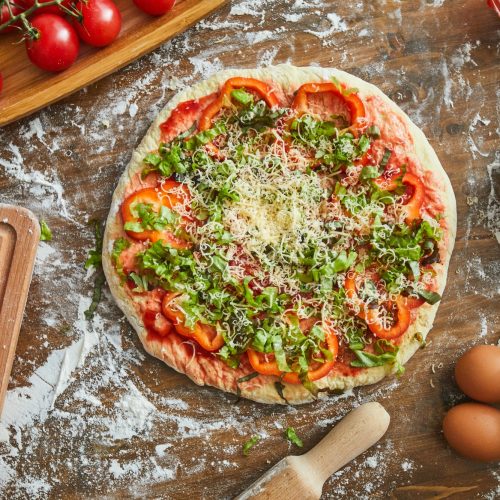 Homemade pizza with vegetables